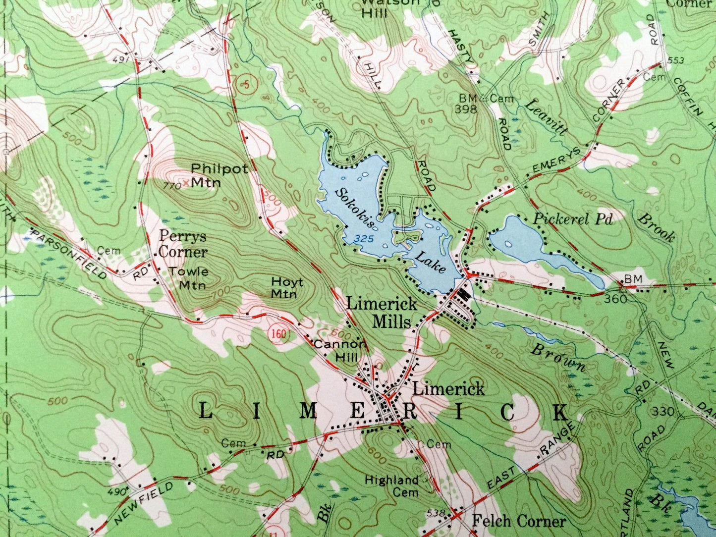 Antique Newfield, Maine 1958 US Geological Survey Topographic Map – York County, Parsonsfield, Limerick, Alfred, Milton, New Hampshire, ME