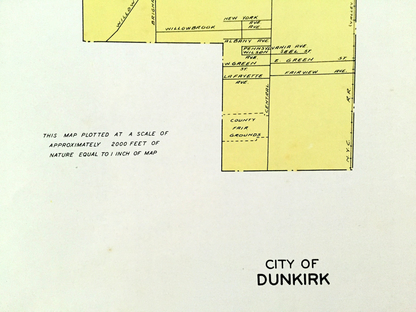 Antique Elmira & Dunkirk, New York 1941 Historical Atlas City Street Map – Chemung, Chautauqua County, Lake Erie, River, Harbor, Beach, NY
