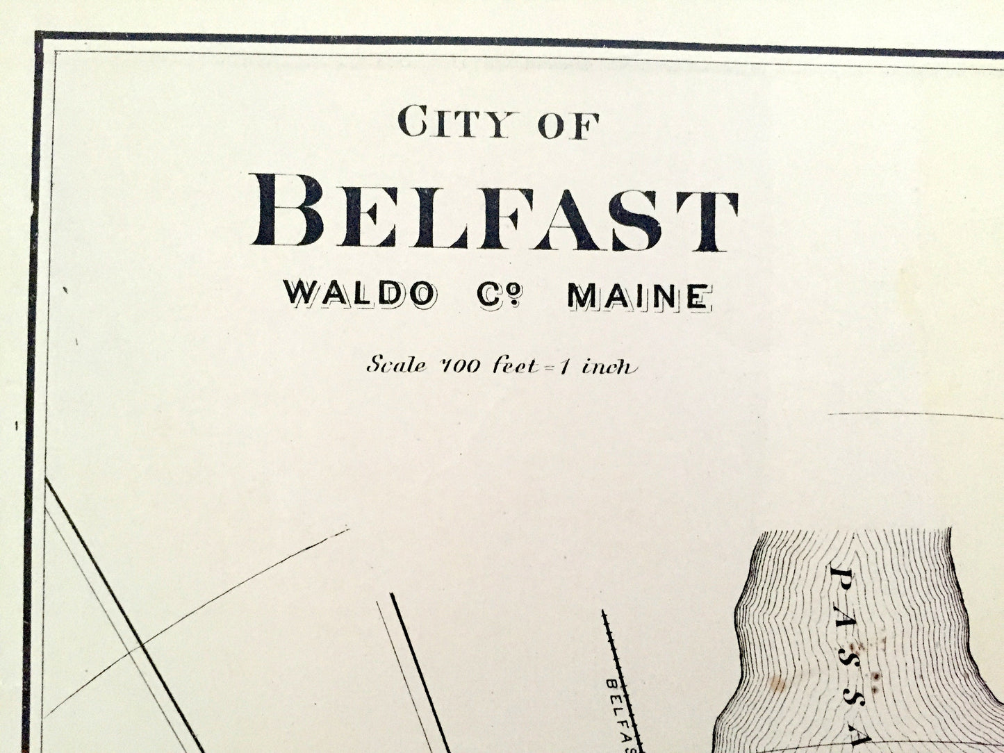 Antique 1887 Belfast, Maine Map by George N. Colby & Company – Waldo County, Passagassawakeag River, Washington, Calais, Vanceboro, ME