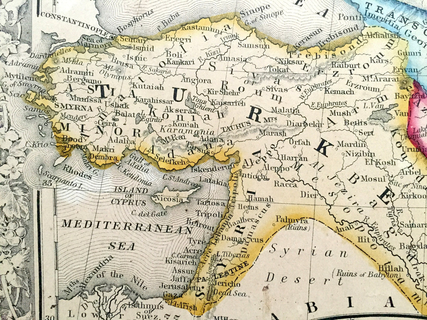 Antique 1860 Persia, Turkey, Afghanistan, Belochistan Map by S. Augustus Mitchell – Palestine, Israel, Iraq, Iran Syria Pakistan Middle East
