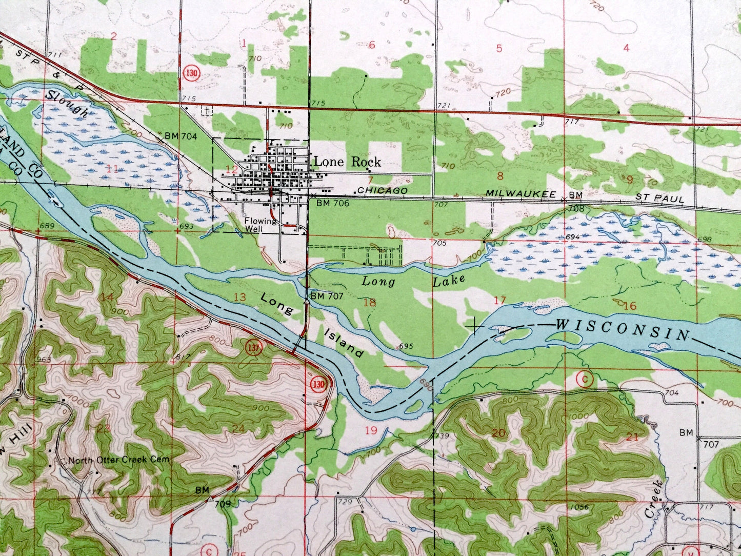 Antique Spring Green, Wisconsin 1960 US Geological Survey Topographic Map – Richland, Sauk, Iowa County, Lone Rock, Wyoming, Taliesin, WI