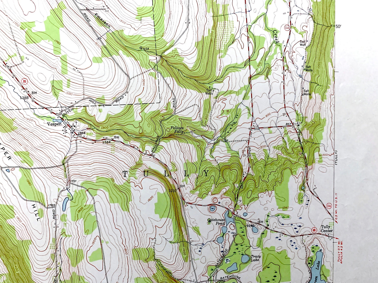 Antique Otisco Valley, New York 1955 US Geological Survey Topographic Map – Onondaga County, Spafford, Tully, Lafayette, Bromley, Vesper NY