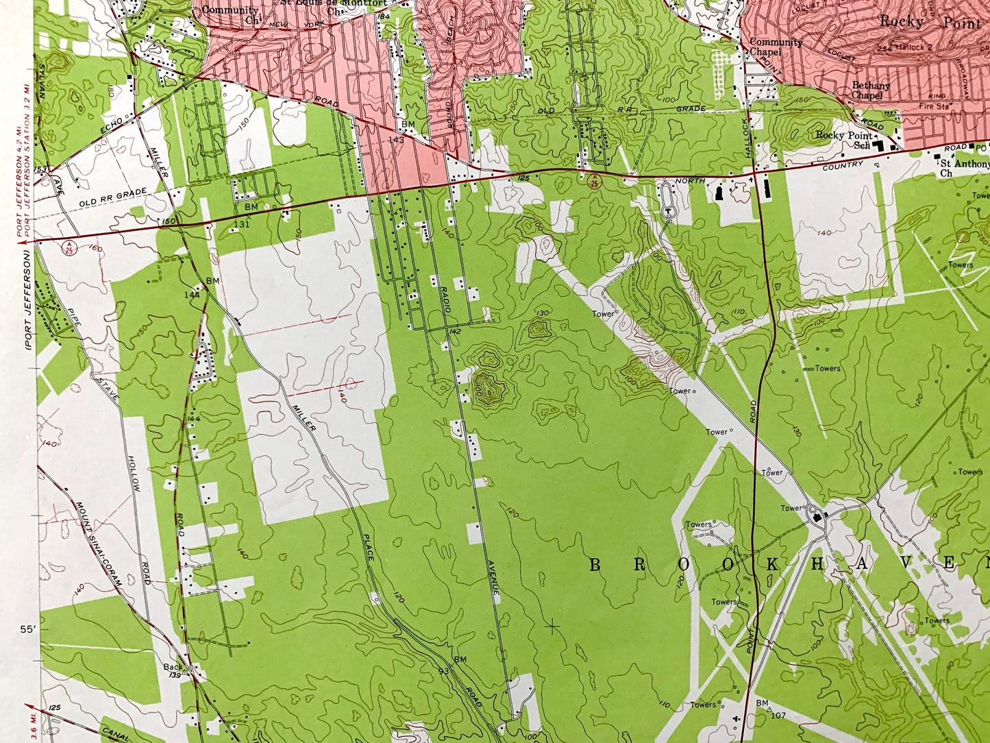 Antique Middle Island, New York 1956 US Geological Survey Topographic Map – Suffolk County, Long Island, Sound Beach, Rocky Point, NY