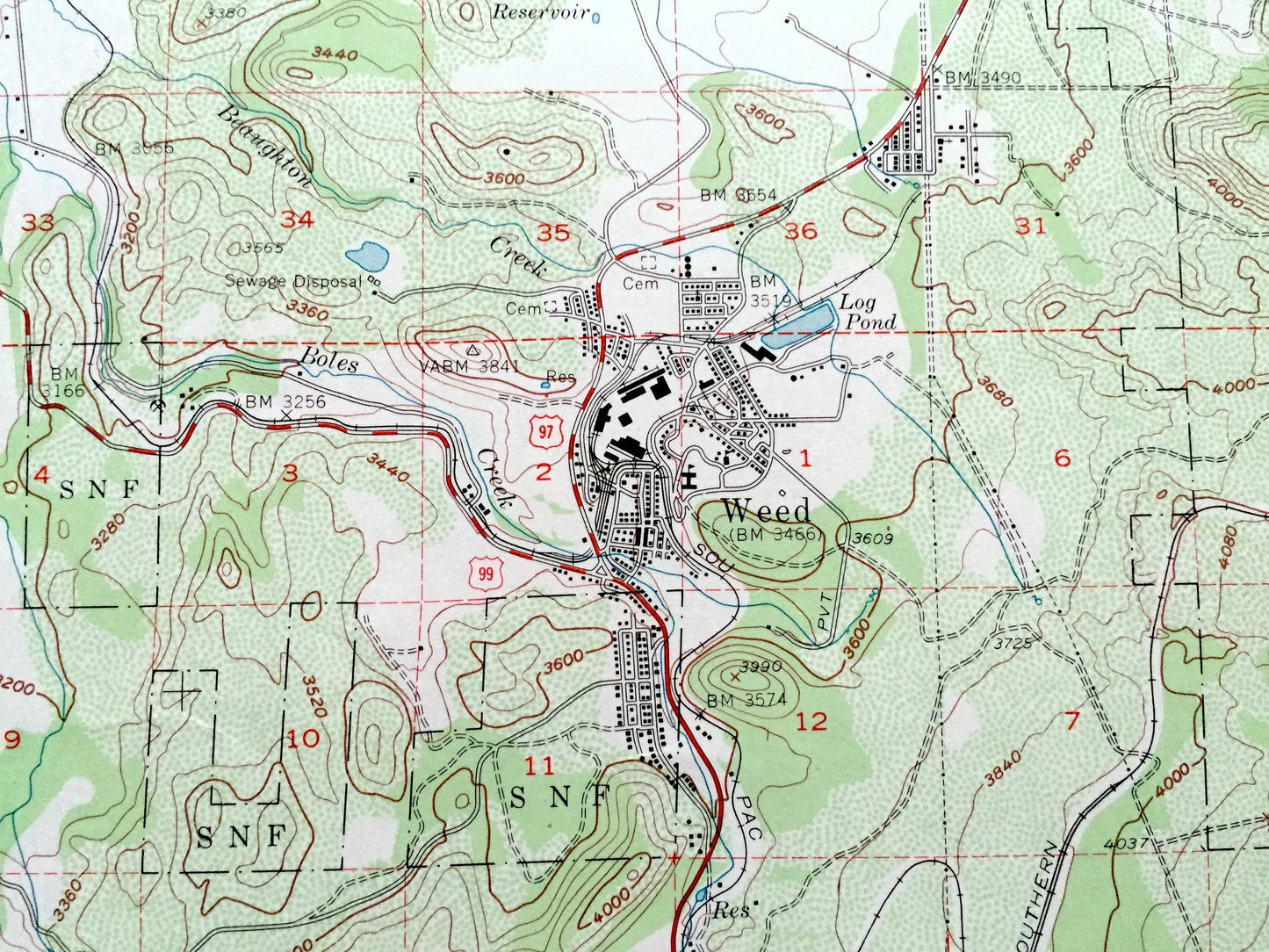Antique Weed, California 1954 US Geological Survey Topographic Map – Siskiyou County, Mt Shasta, Trinity Range, Shasta National Forest, CA