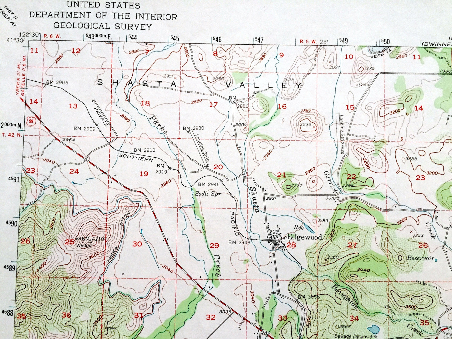 Antique Weed, California 1954 US Geological Survey Topographic Map – Siskiyou County, Mt Shasta, Trinity Range, Shasta National Forest, CA