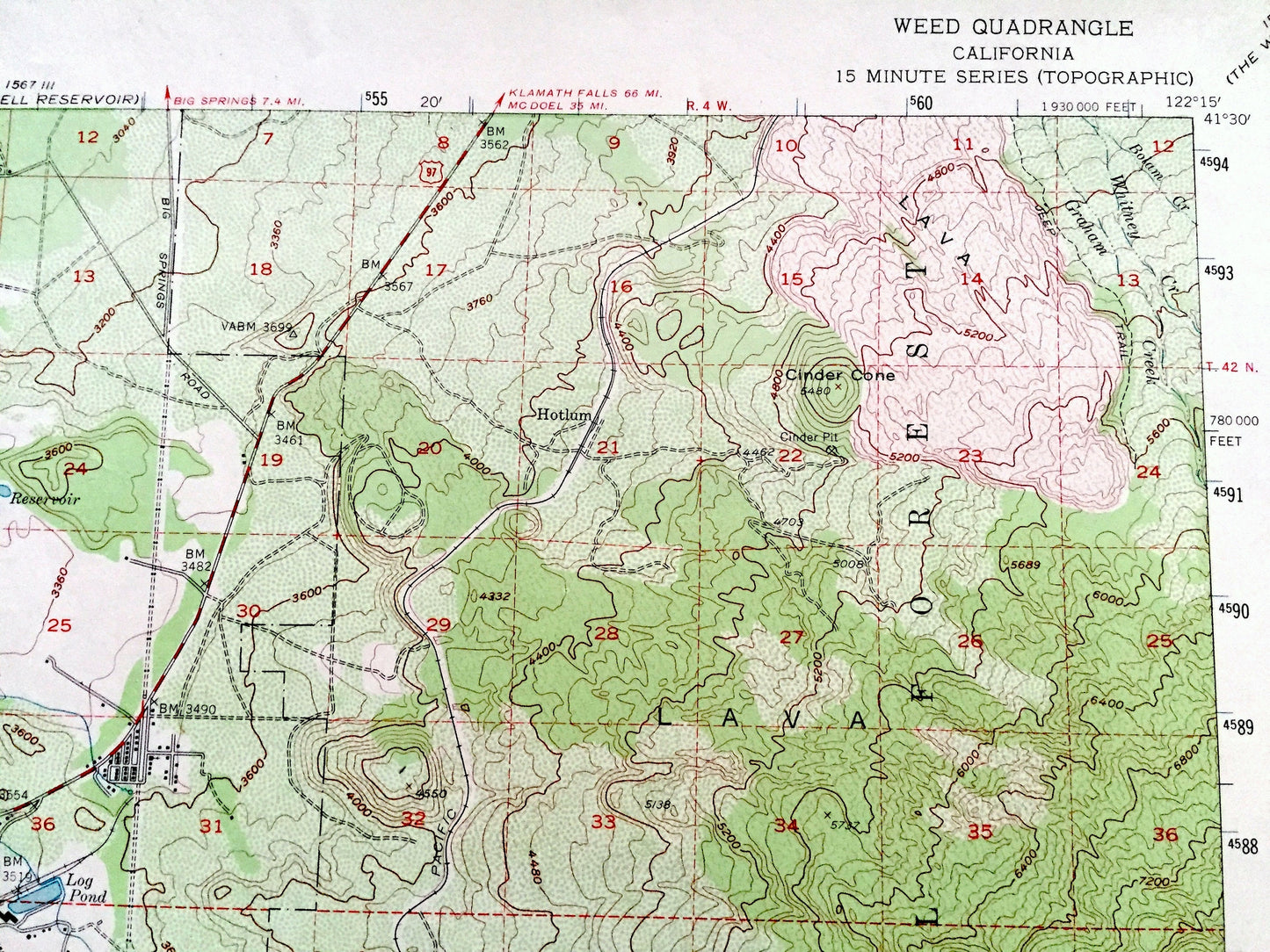 Antique Weed, California 1954 US Geological Survey Topographic Map – Siskiyou County, Mt Shasta, Trinity Range, Shasta National Forest, CA
