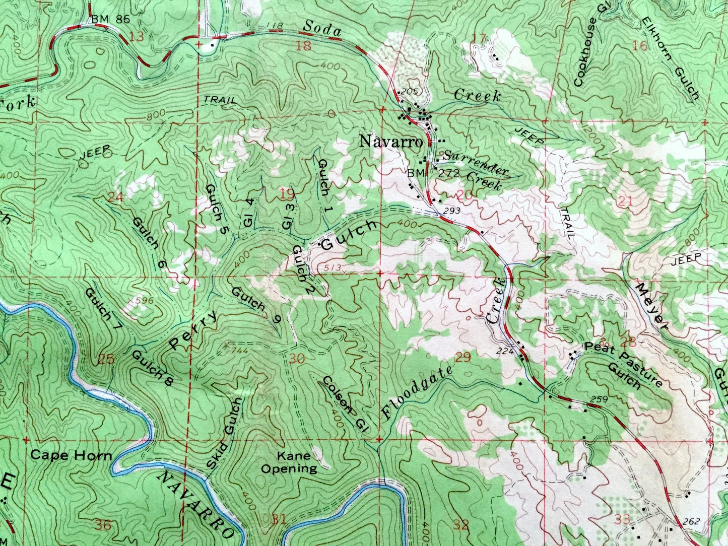 Antique Navarro, California 1961 US Geological Survey Topographic Map – Mendocino County, Albion, Whitesboro, Elk, Coast, Redwood Forest, CA