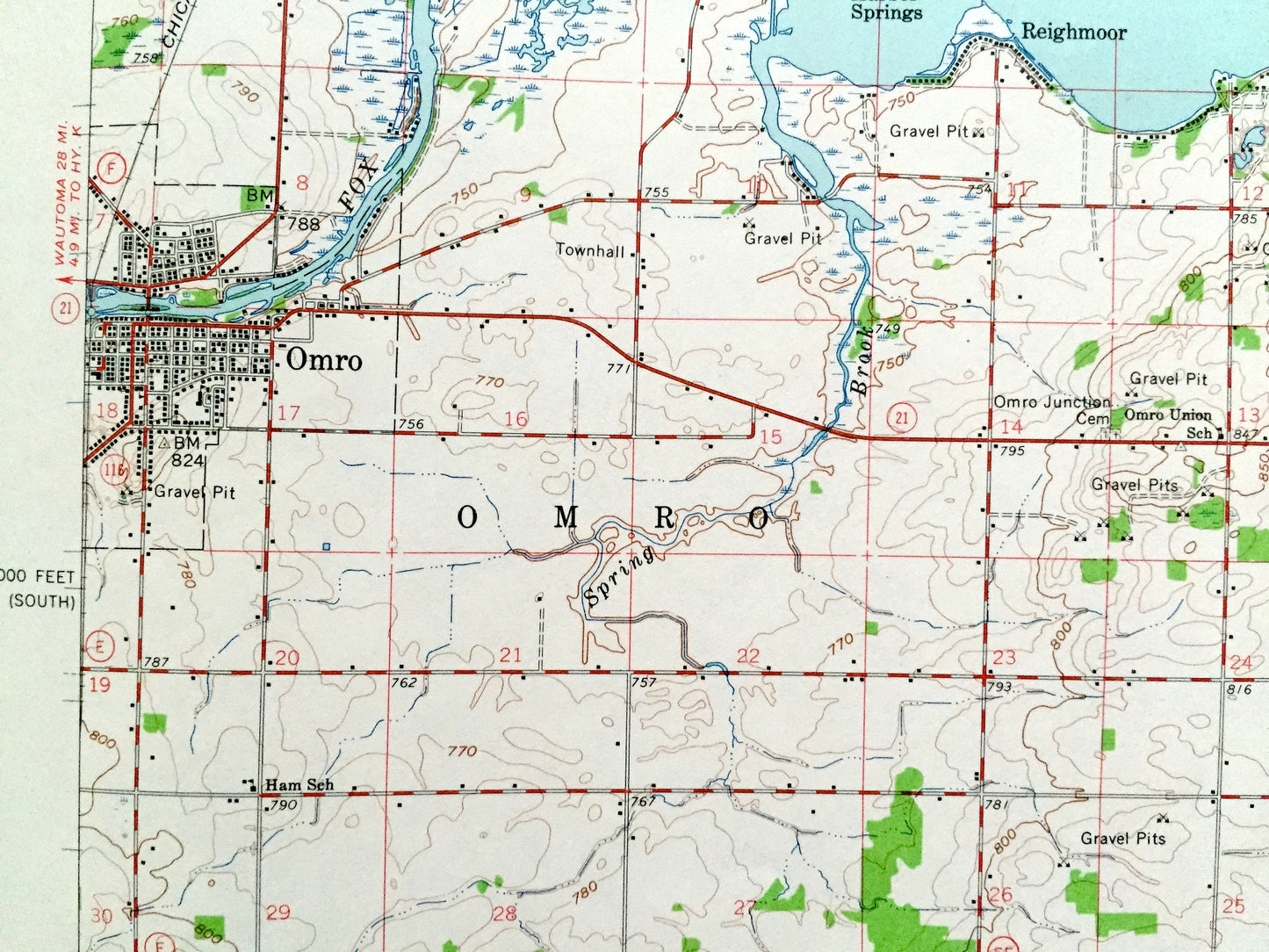 Antique Oshkosh, Wisconsin 1961 US Geological Survey Topographic Map – Winnebago County, Lake Winneconne, Omro, Butte Des Mortes, Larsen, WI