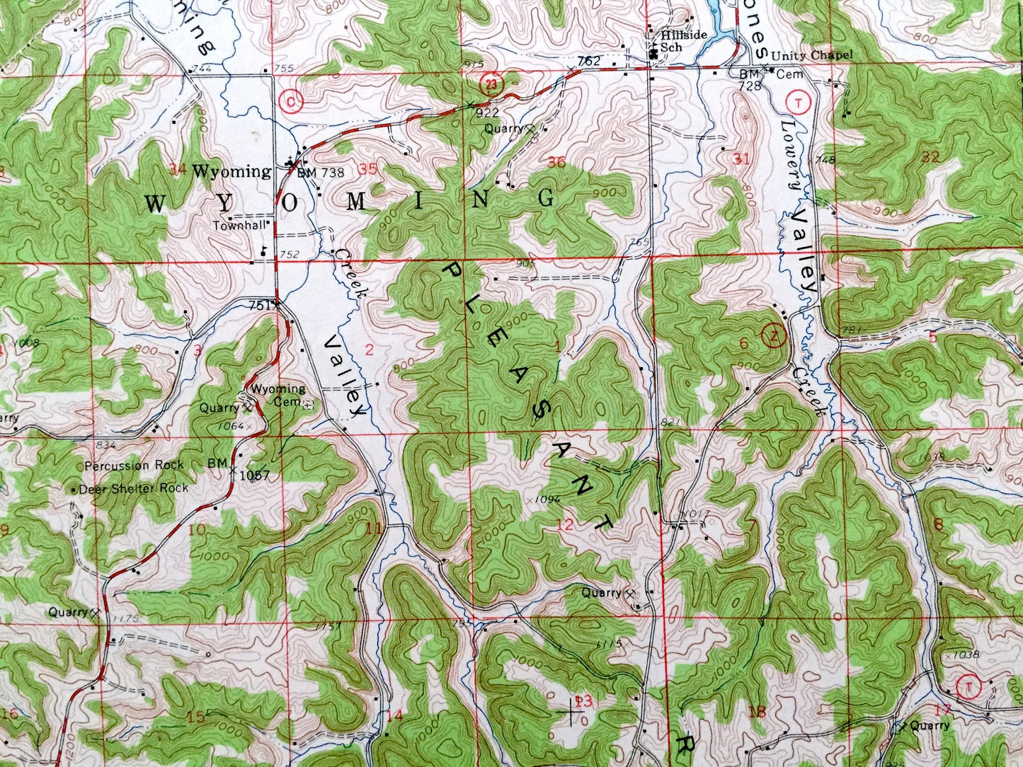 Antique Spring Green, Wisconsin 1960 US Geological Survey Topographic Map – Richland, Sauk, Iowa County, Lone Rock, Wyoming, Taliesin, WI