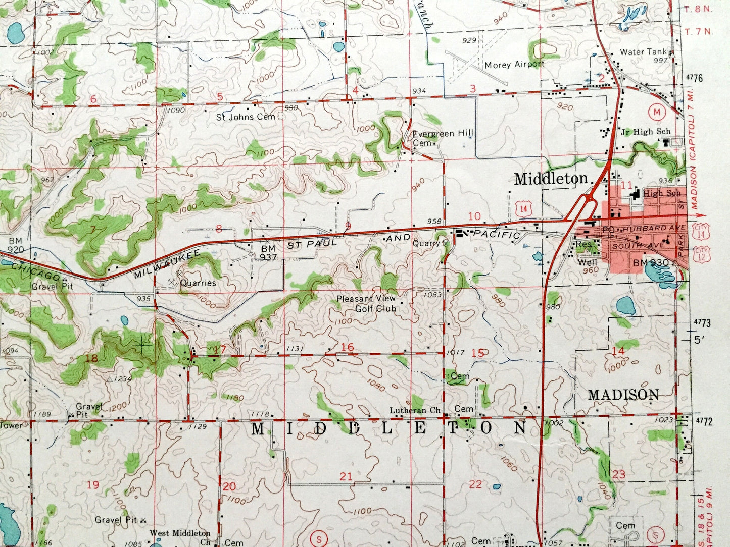 Antique Cross Plains, Wisconsin 1962 US Geological Survey Topographic Map – Dane County, Middleton, Black Earth, Mt Horeb, Mazomanie, WI