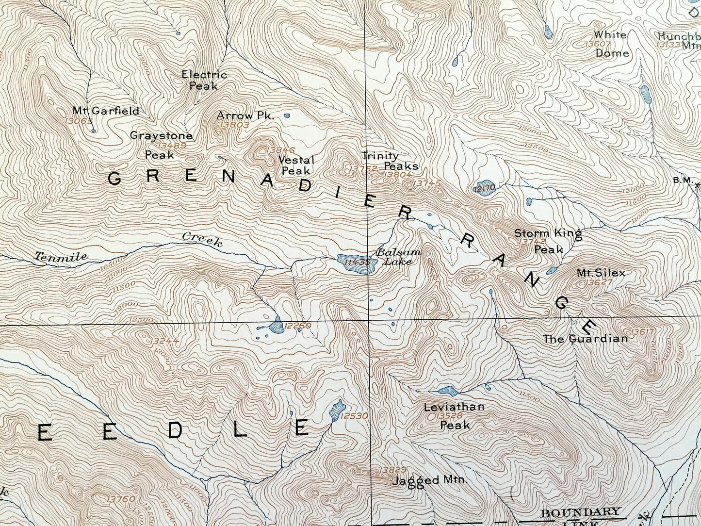 Antique Needle Mountains, Colorado 1902 US Geological Survey Topographic Map – La Plata, San Juan County Rocky Mountains, Animas River, CO