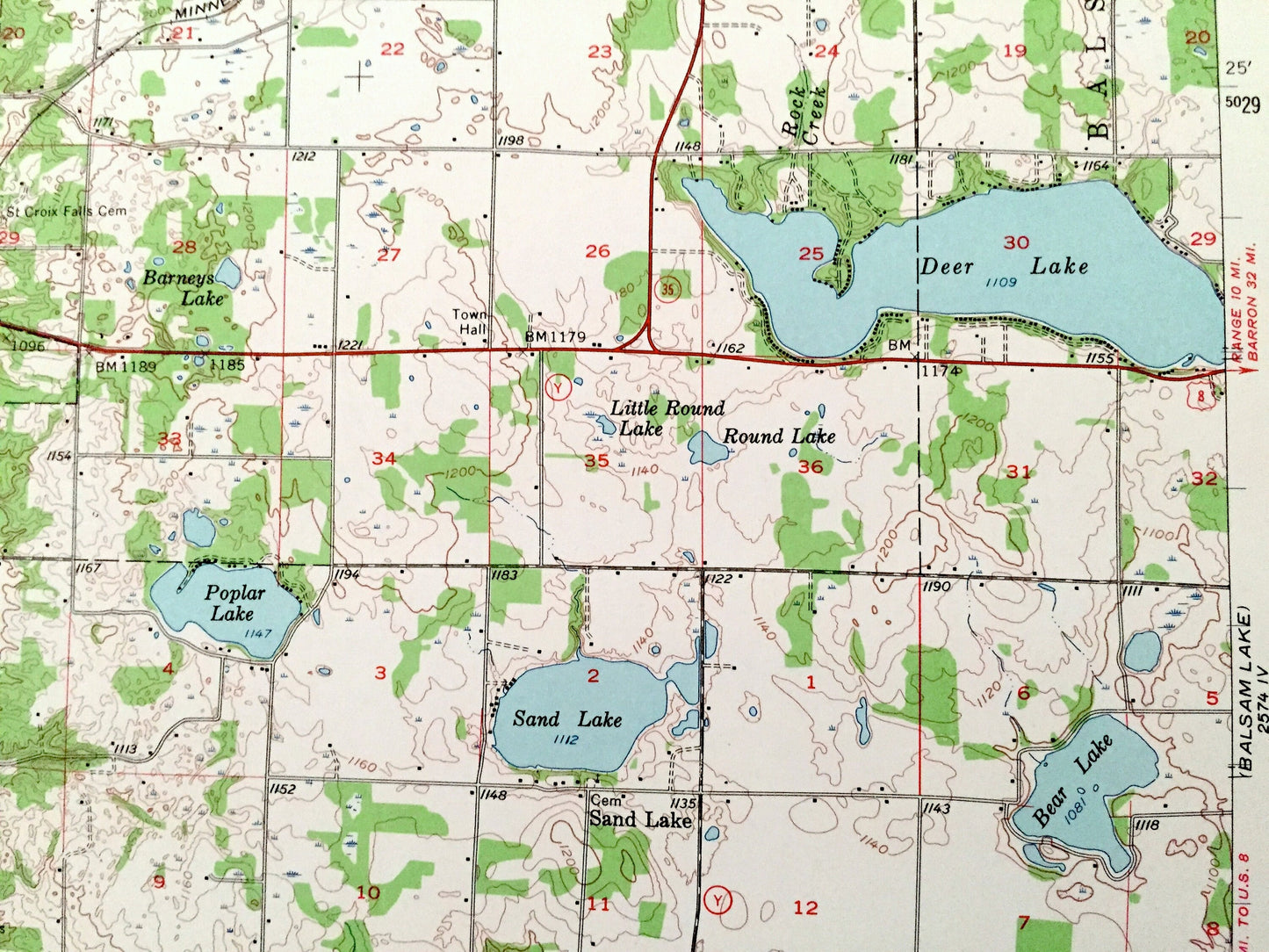Antique St Croix Falls, Wisconsin 1955 US Geological Survey Topographic Map – Polk, Chisago County, Dalles, River, Dresser, Osceola WI MN