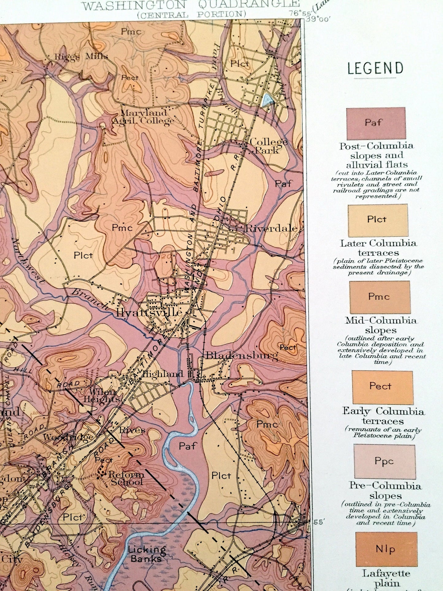 Antique Washington, DC 1901 US Geological Survey Topographic Map – Capitol Hill, Georgetown, Alexandria, Bethesda, Rock Creek Park, MD