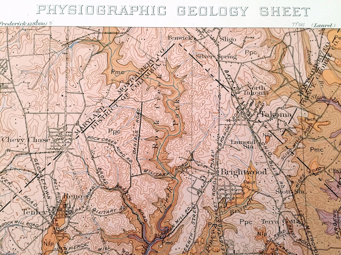 Antique Washington, DC 1901 US Geological Survey Topographic Map – Capitol Hill, Georgetown, Alexandria, Bethesda, Rock Creek Park, MD