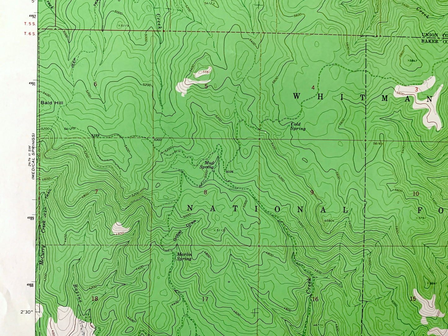 Antique Flagstaff Butte, Oregon 1965 US Geological Survey Topographic Map – Union, Baker County, Whitman National Forest, Pawnee Gulch, OR