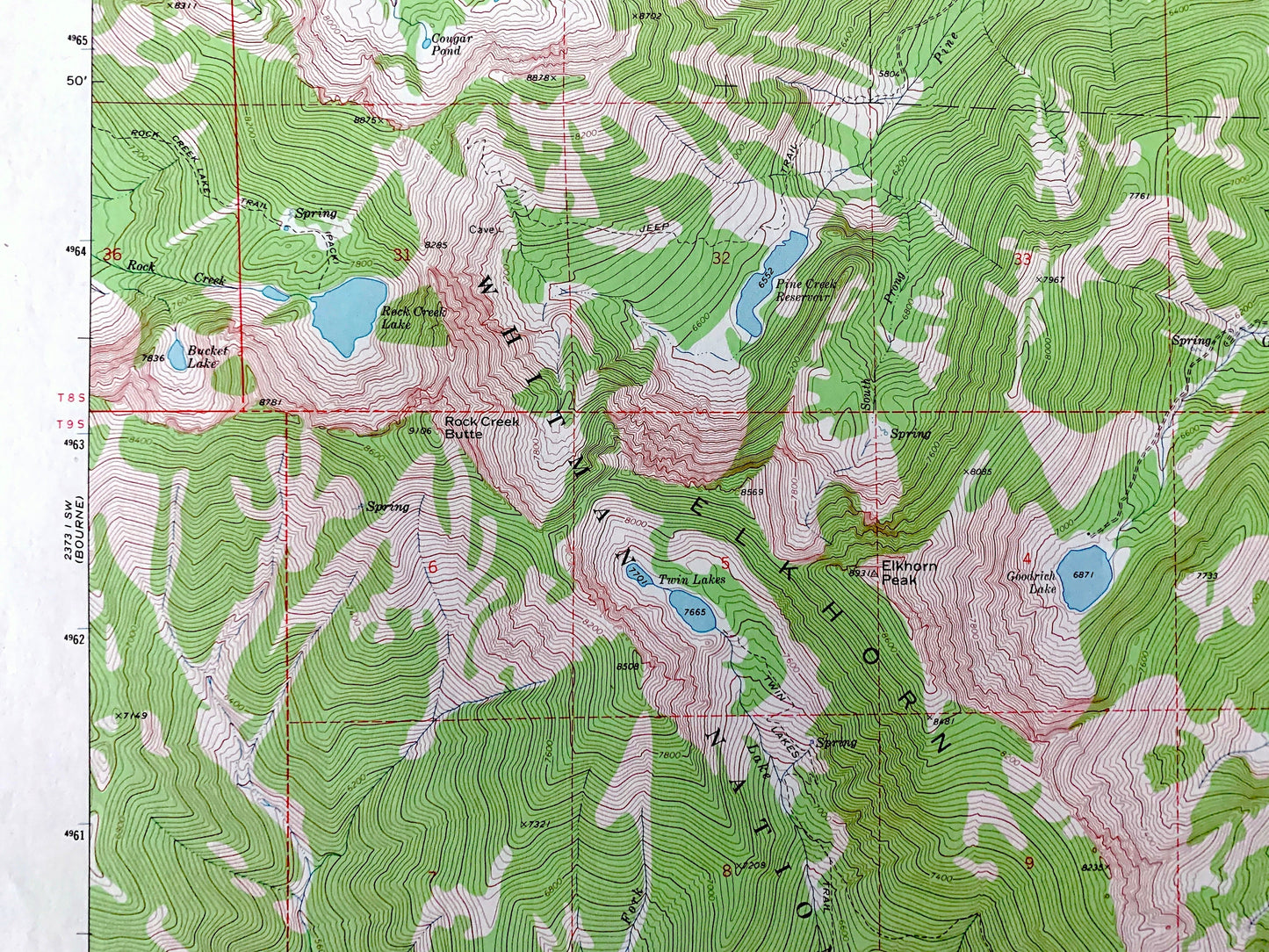 Antique Elkhorn Peak, Oregon 1972 US Geological Survey Topographic Map – Baker County, Whitman National Forest, Elkhorn Ridge, OR