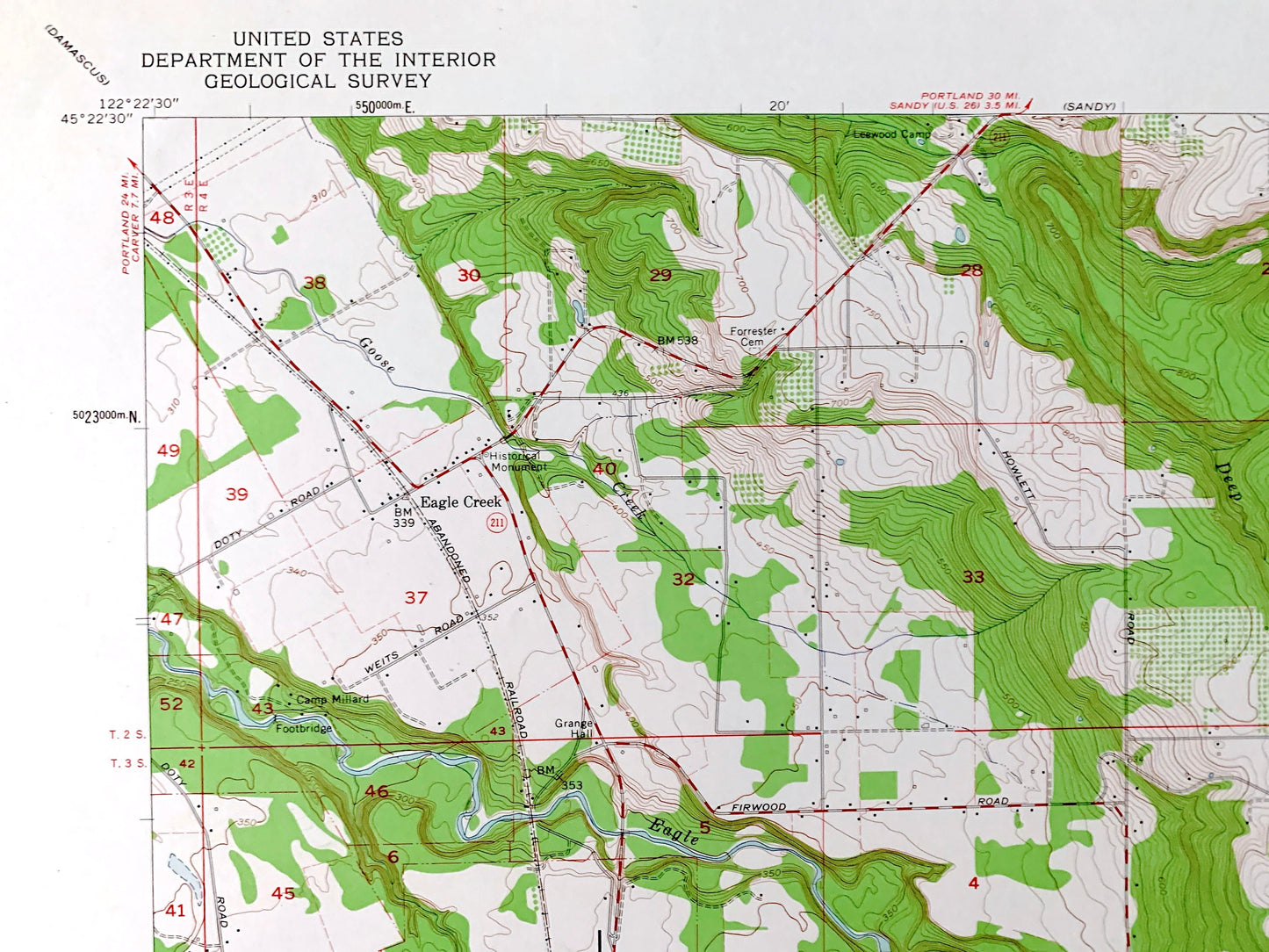 Antique Estacada, Oregon 1961 US Geological Survey Topographic Map – Clackamas County, Eagle Creek, Douglas Ridge, Currinsville, Faraday, OR