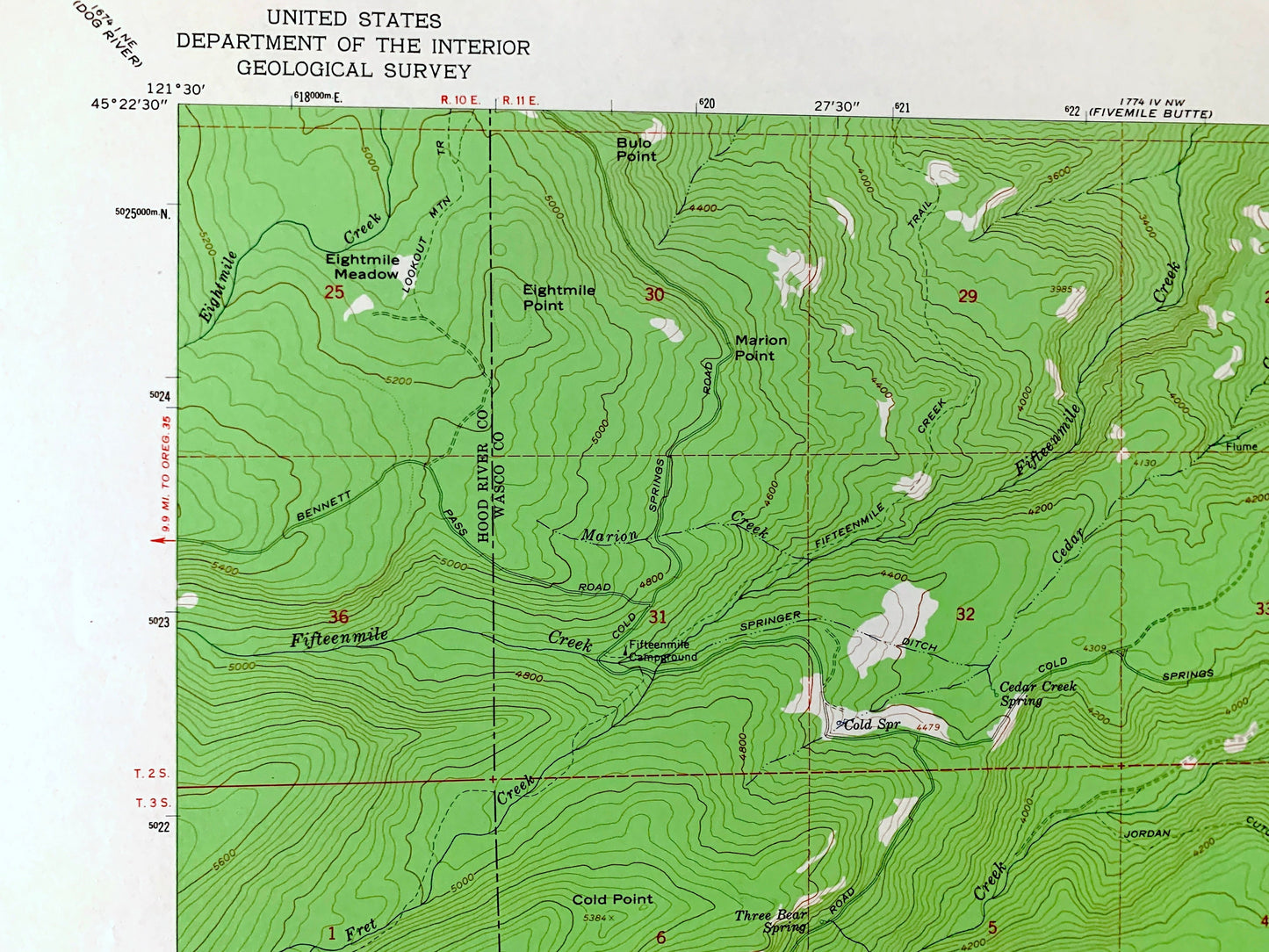 Antique Flag Point, Oregon 1962 US Geological Survey Topographic Map – Hood River, Wasco County, Mount Hood National Forest, Mt OR