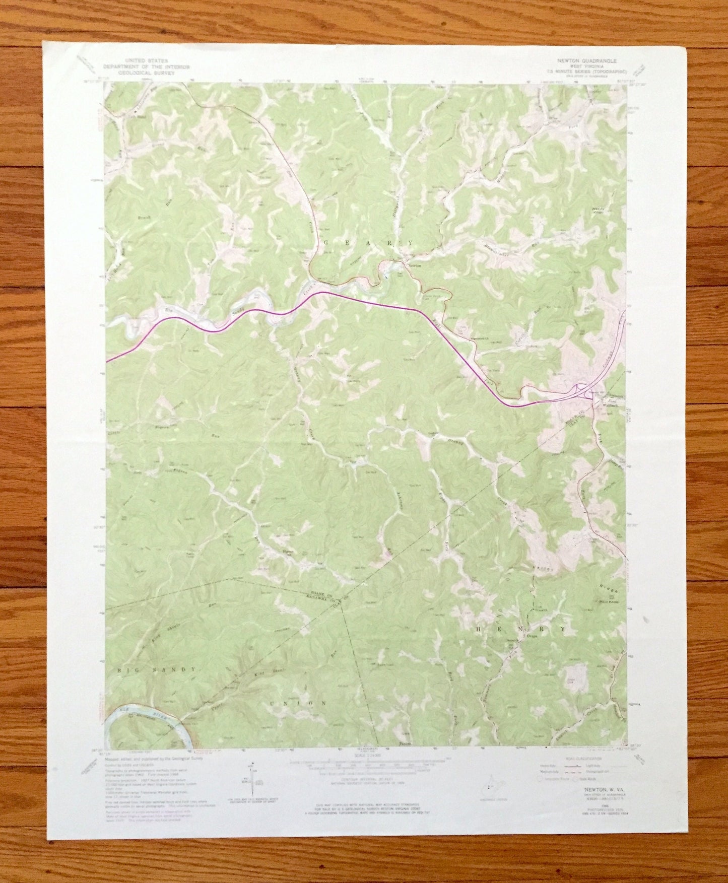 Antique Newton, West Virginia 1966 US Geological Survey Topographic Map – Roane, Kanawha, Clay County, Henry, Ovapa, Pigeon, Wallback, WV