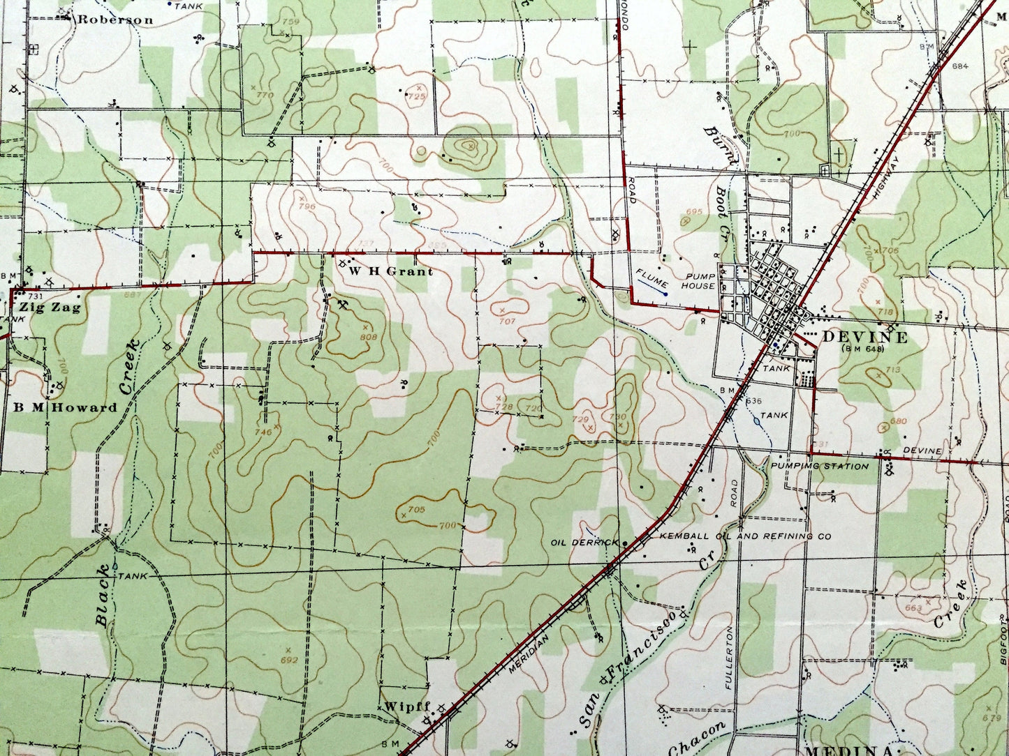 Antique Natalia, Texas 1929 US Geological Survey Topographic Map – Medina, Frio, Bexar, Atascosa County, Lytle, Devine, Bigfoot, Moore, TX