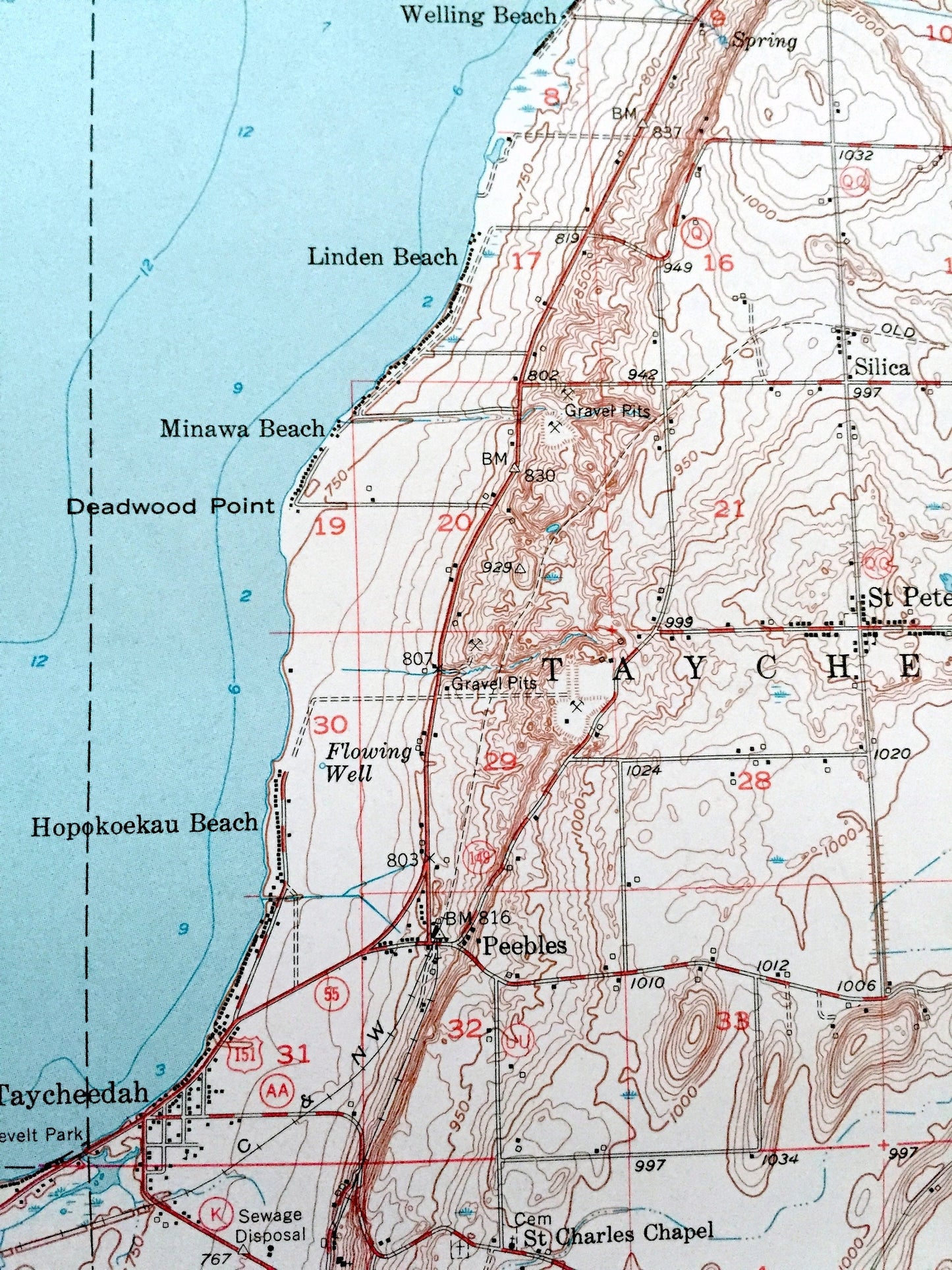 Antique Fond Du Lac, Wisconsin 1955 US Geological Survey Topographic Map – Winnebago, Calumet County, Lake, Oshkosh Taycheedah Black Wolf WI