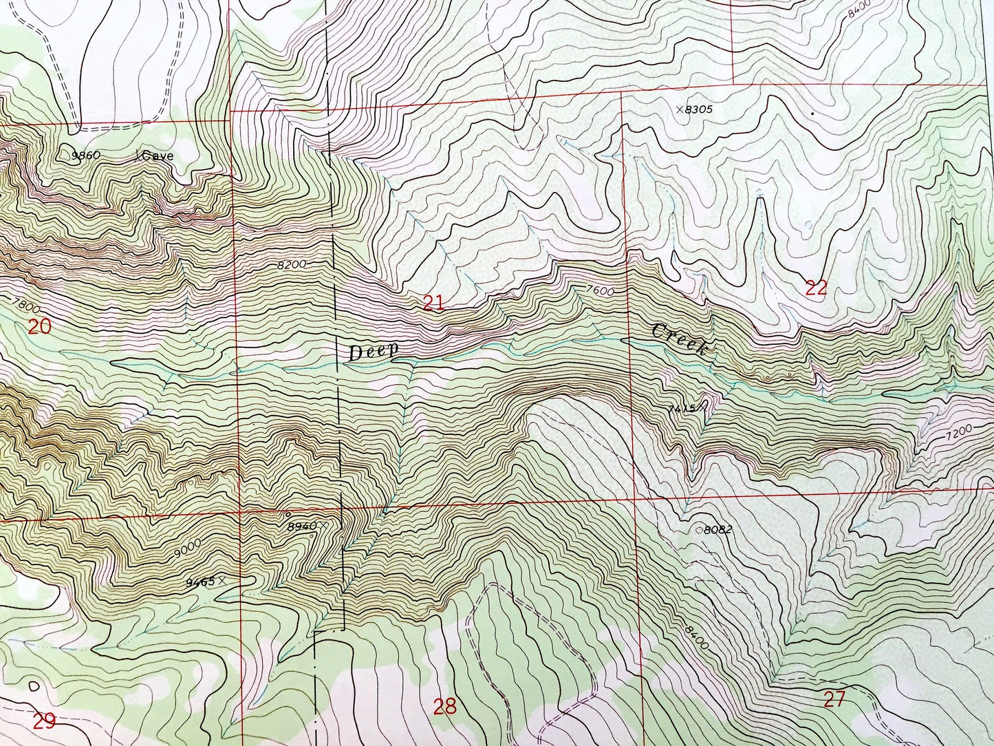 Antique Broken Rib Creek, Colorado 1974 US Geological Survey Topographic Map – White River National Forest, Garfield County, Deep Creek, CO