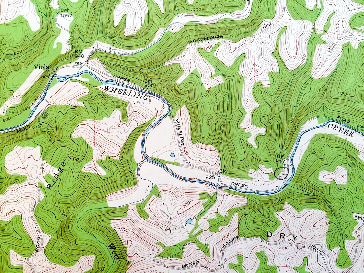 Antique Majorsville, West Virginia 1959 US Geological Survey Topographic Map – Marshall County, Pleasant Valley, Lone Oak Beelers Station WV