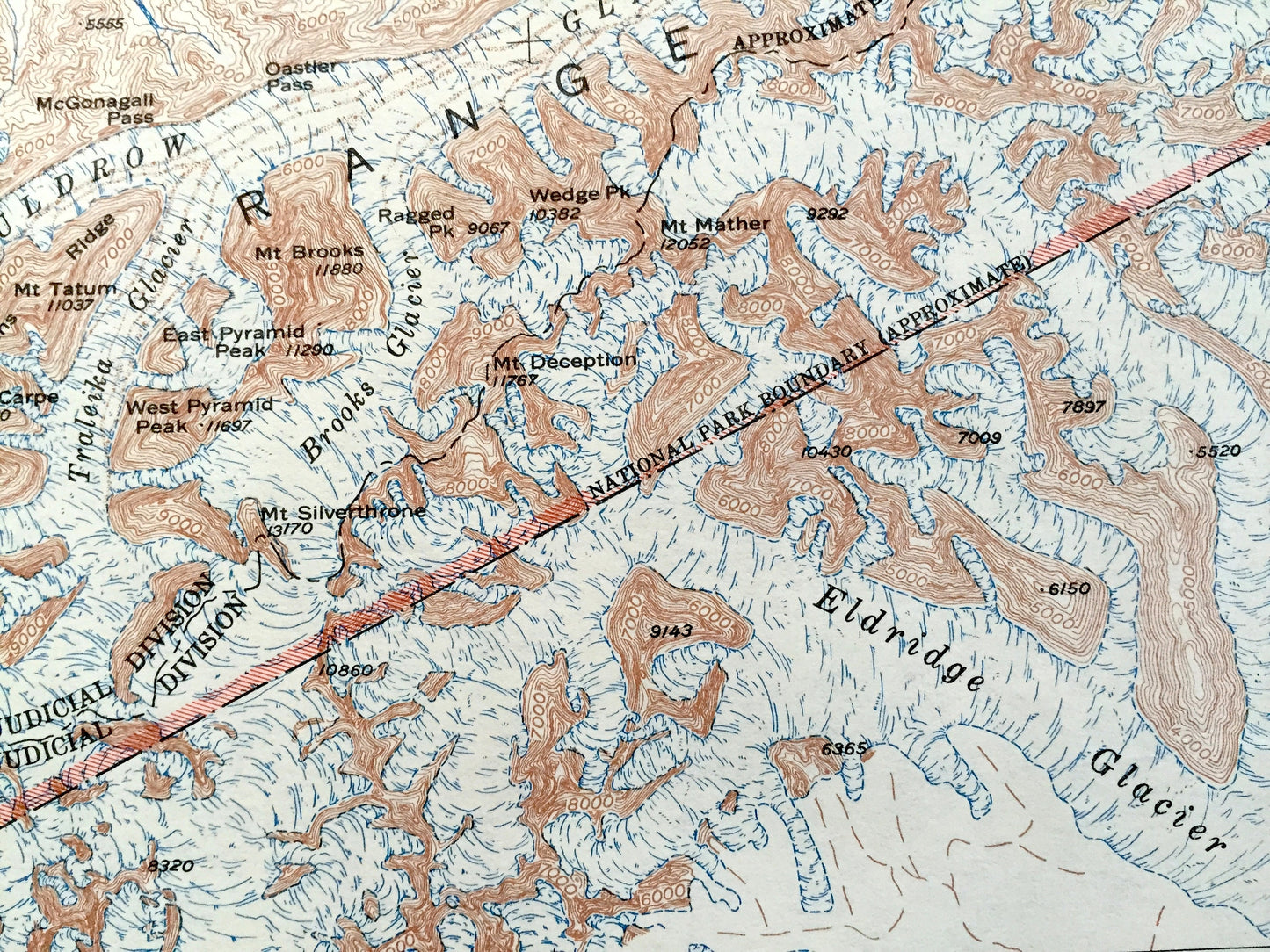 Antique Mount McKinley, Alaska 1952 US Geological Survey Topographic Map – Denali National Park, Chulitna, Nenana, Mt Deception, Glaciers AK