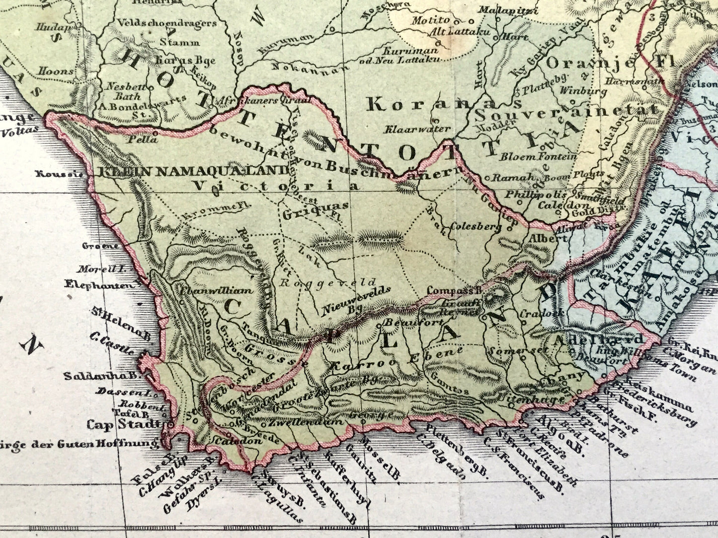 Antique 1855 South Africa Map from Petermann's Geographische Mitteilungen Atlas by Justus Perthes – Das Capland, Cape Town, Johannesburg