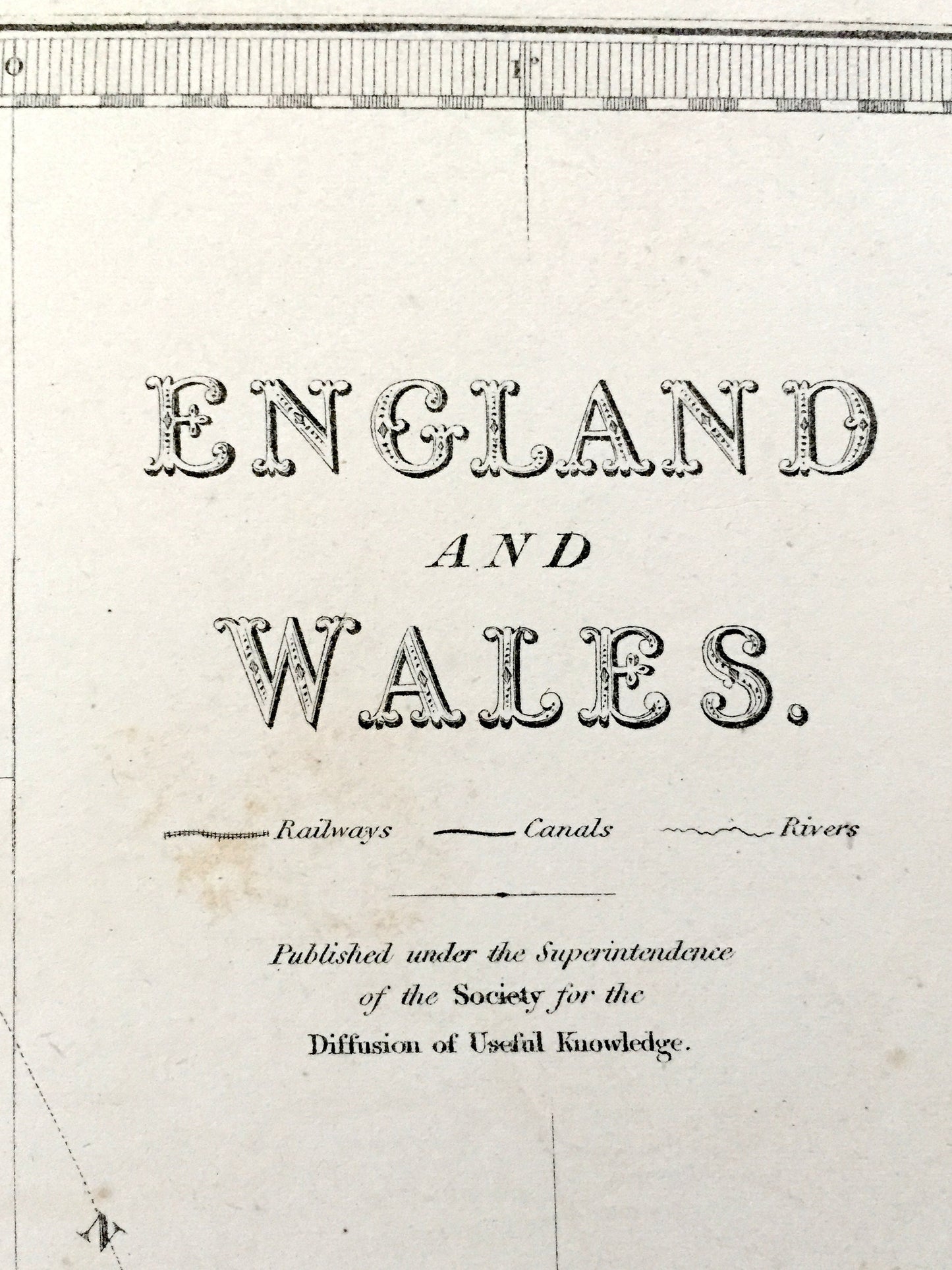 Antique 1844 England & Wales Map from SDUK Atlas – United Kingdom, Great Britain, British Isles, Scotland, London, Manchester, Liverpool, UK