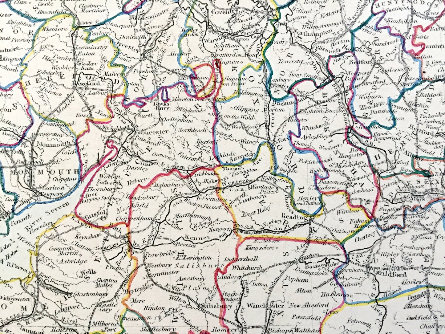 Antique 1844 England & Wales Map from SDUK Atlas – United Kingdom, Great Britain, British Isles, Scotland, London, Manchester, Liverpool, UK