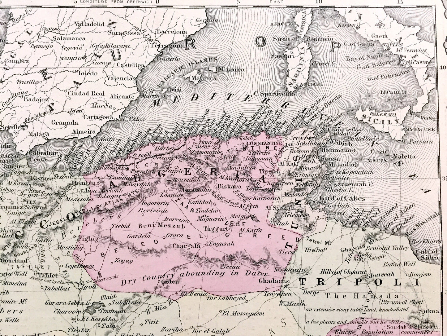 Antique 1855 West Africa Map by GW & CB Colton – Senegambien, Sudan, Nigeria, Ghana, Guinea, Gabon, Morocco, Algeria, Senegal, Liberia