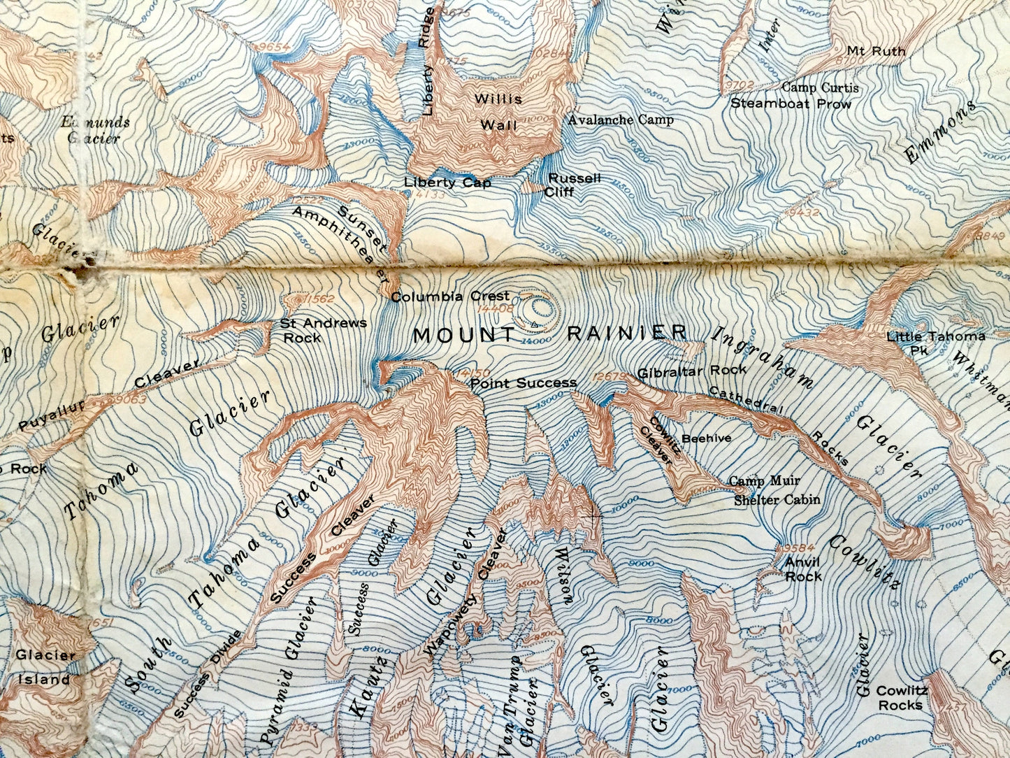 Antique Mt Rainier National Park 1955 US Geological Survey Topographic Map – Pierce County, Cascade Range, Emerald Ridge, Winthrop Mount, WA