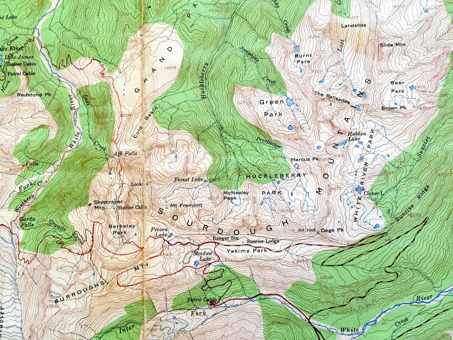Antique Mt Rainier National Park 1955 US Geological Survey Topographic Map – Pierce County, Cascade Range, Emerald Ridge, Winthrop Mount, WA