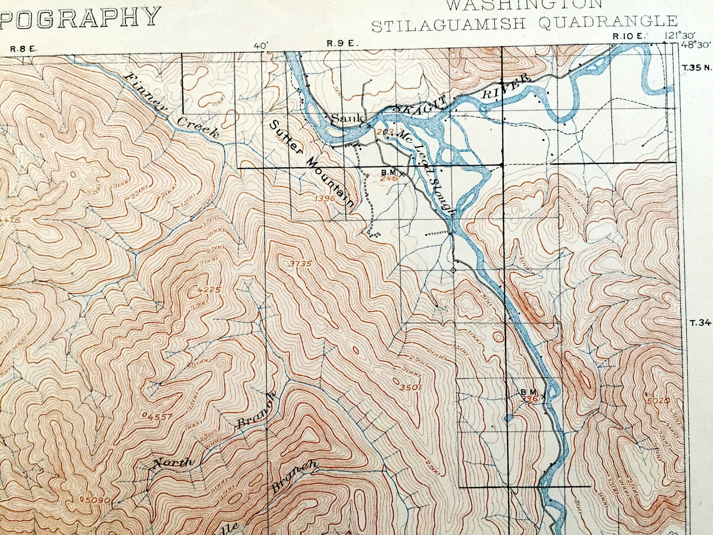 Antique Stillaguamish, Washington 1901 US Geological Survey Topographic Map – Skagit, Snohomish County, Granite Falls, Darrington, Oso, WA
