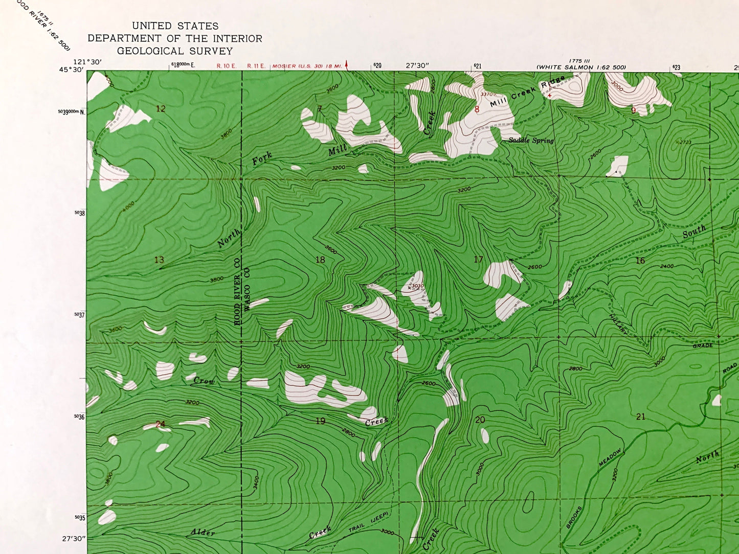 Antique Fivemile Butte, Oregon 1962 US Geological Survey Topographic Map – Hood River, Wasco County, Mt Hood National Forest, OR