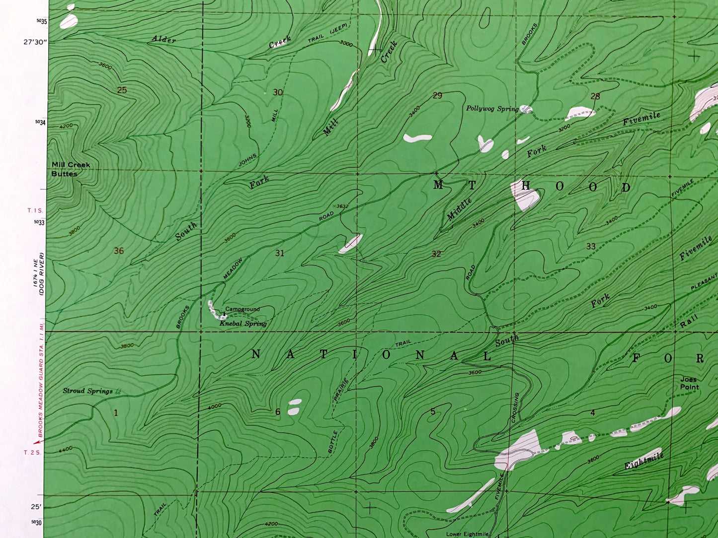 Antique Fivemile Butte, Oregon 1962 US Geological Survey Topographic Map – Hood River, Wasco County, Mt Hood National Forest, OR