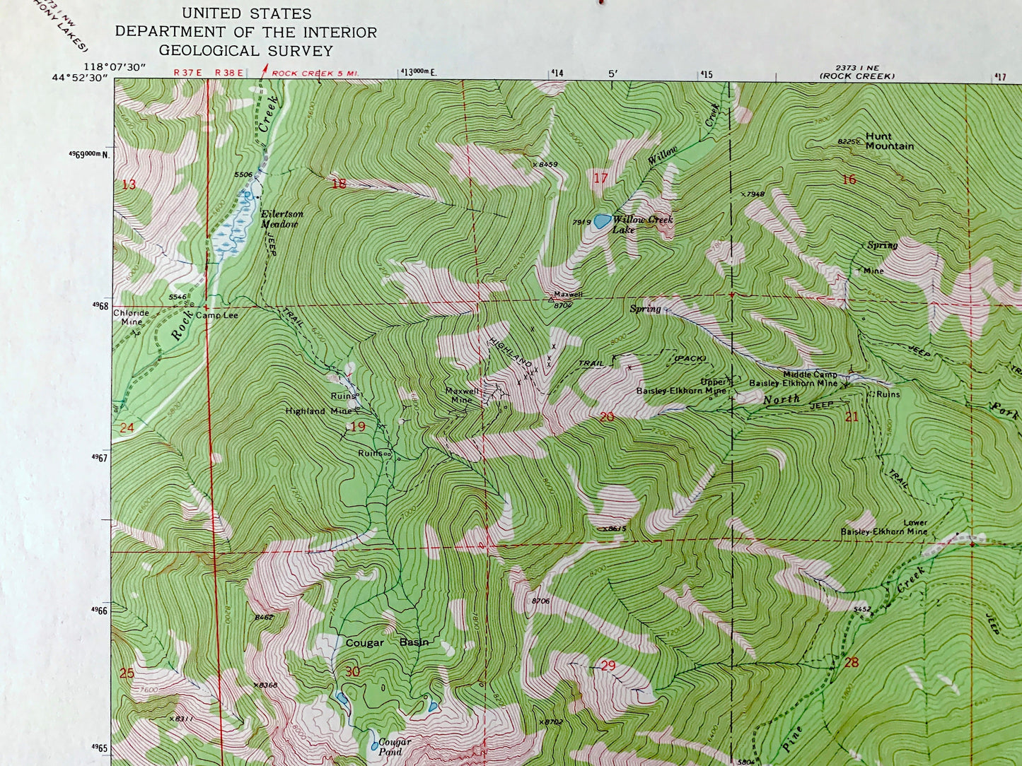 Antique Elkhorn Peak, Oregon 1972 US Geological Survey Topographic Map – Baker County, Whitman National Forest, Elkhorn Ridge, OR