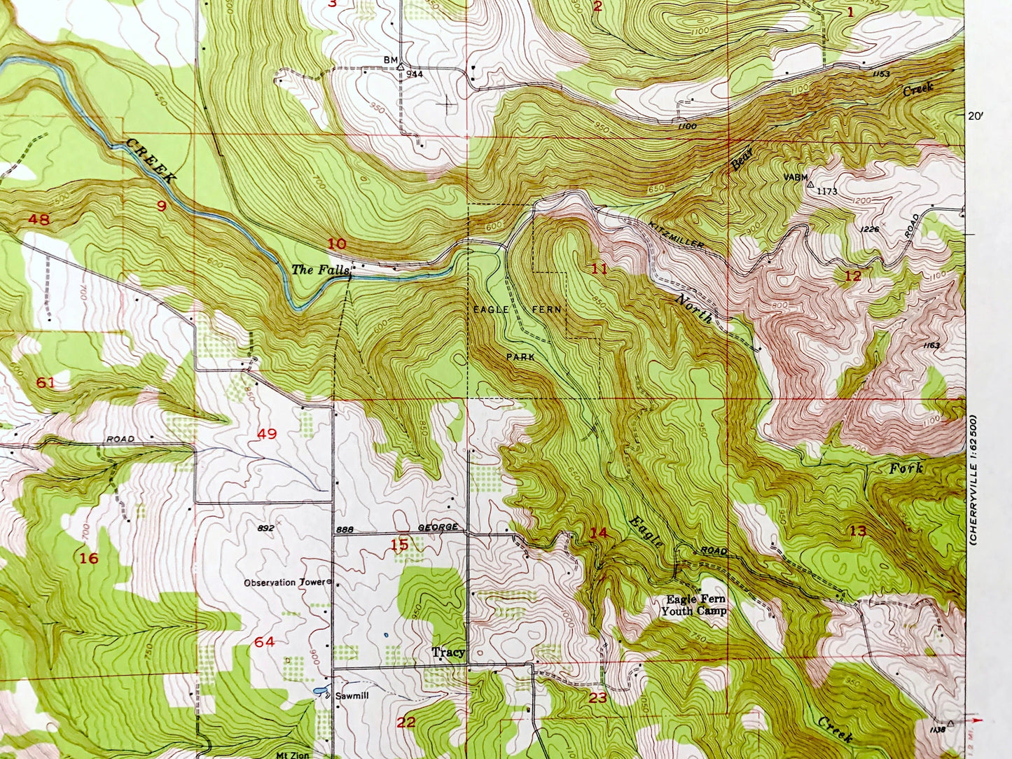 Antique Estacada, Oregon 1954 US Geological Survey Topographic Map – Clackamas County, Eagle Creek, Douglas Ridge, Currinsville, Faraday, OR