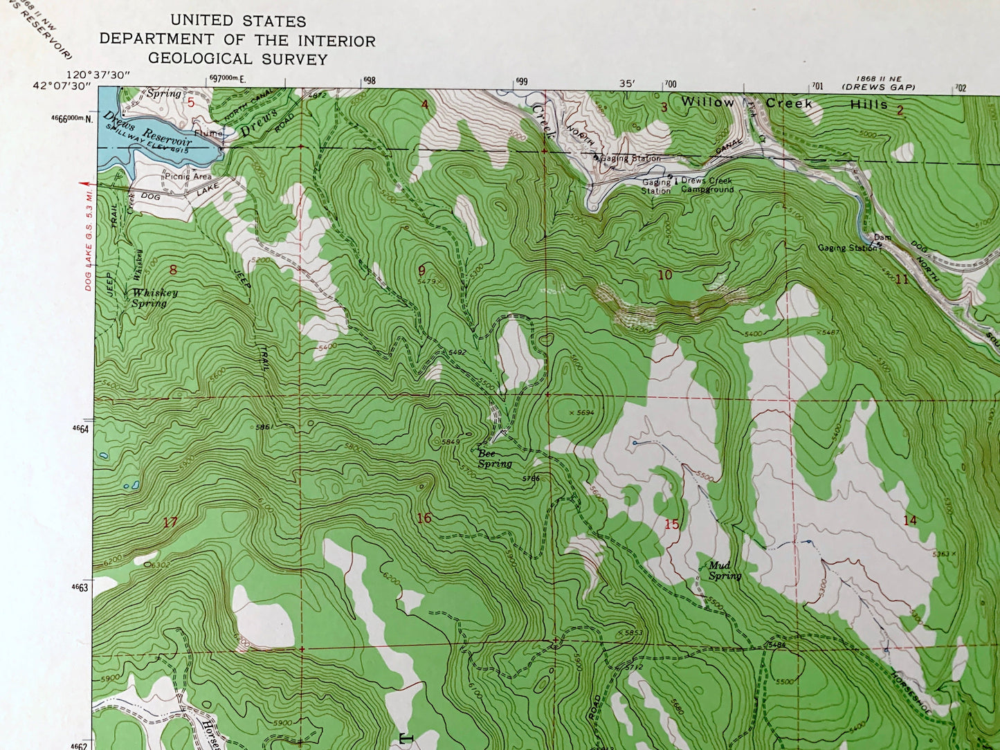 Antique Fitzwater Point, Oregon 1964 US Geological Survey Topographic Map – Lake County, Fremont National Forest, OR