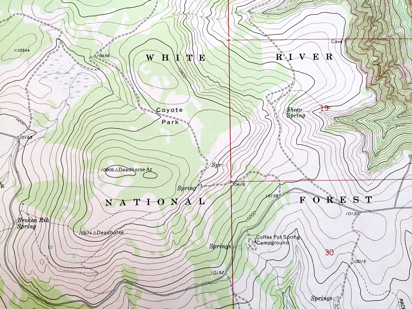 Antique Broken Rib Creek, Colorado 1974 US Geological Survey Topographic Map – White River National Forest, Garfield County, Deep Creek, CO