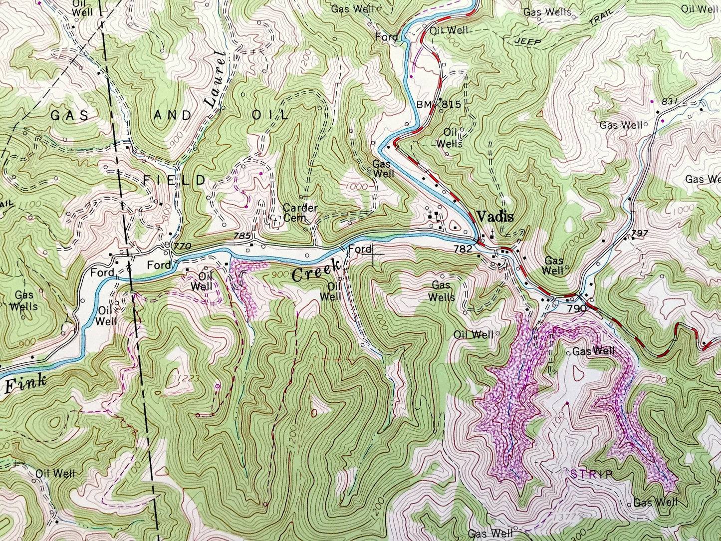 Antique Vadis, West Virginia 1964 US Geological Survey Topographic Map – Glimer, Lewis County, Linn, Alum Bridge, Fink, Troy, Leopold, WV