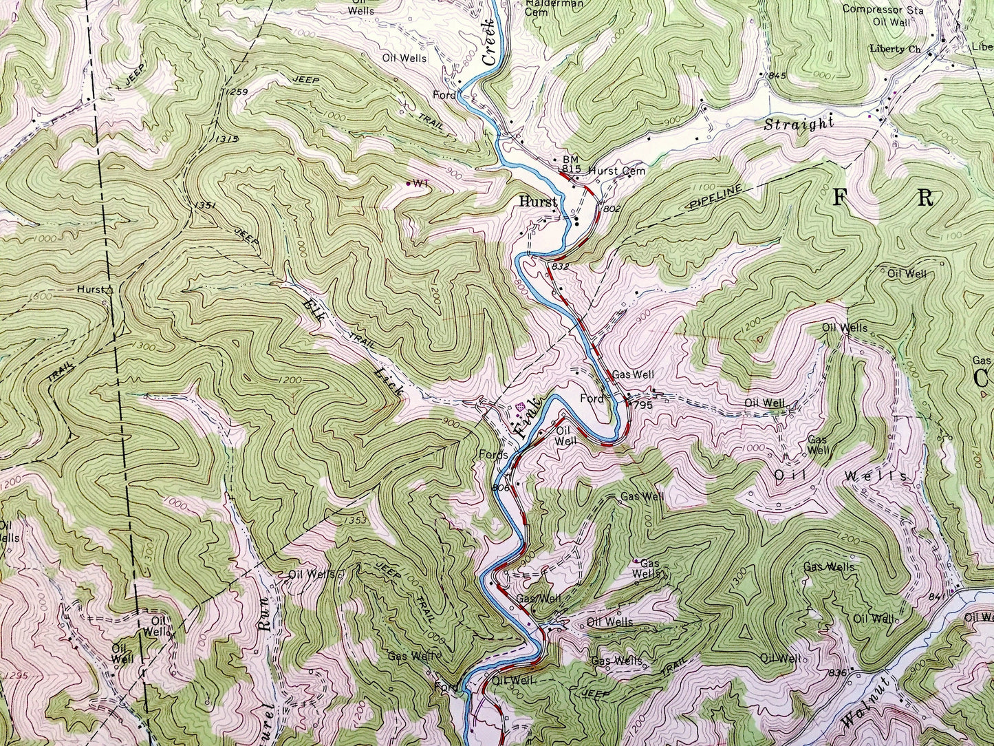 Antique Vadis, West Virginia 1964 US Geological Survey Topographic Map – Glimer, Lewis County, Linn, Alum Bridge, Fink, Troy, Leopold, WV