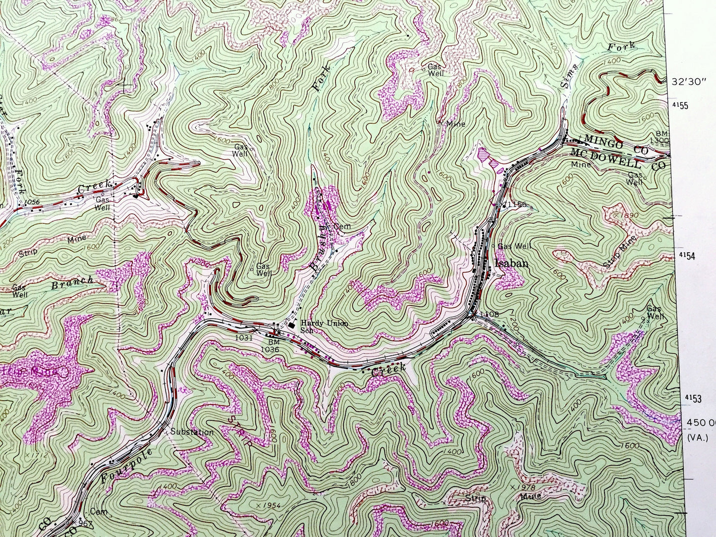 Antique Wharncliffe, West Virginia 1963 US Geological Survey Topographic Map – War Eagle, Wyoming City, Glen Alum, Gilbert, Isaban, WV