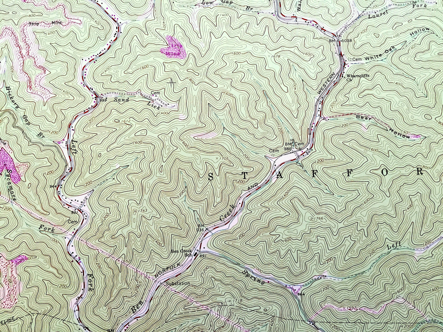 Antique Wharncliffe, West Virginia 1963 US Geological Survey Topographic Map – War Eagle, Wyoming City, Glen Alum, Gilbert, Isaban, WV