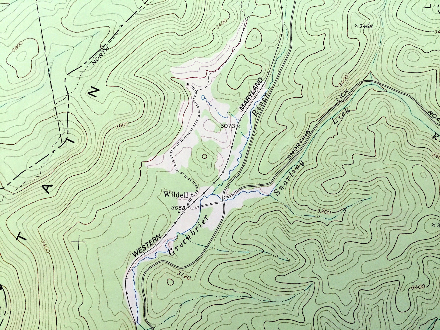 Antique Wildell, West Virginia 1977 US Geological Survey Topographic Map – Pocahontas County, Monongahela National Forest, Alley Bend WV
