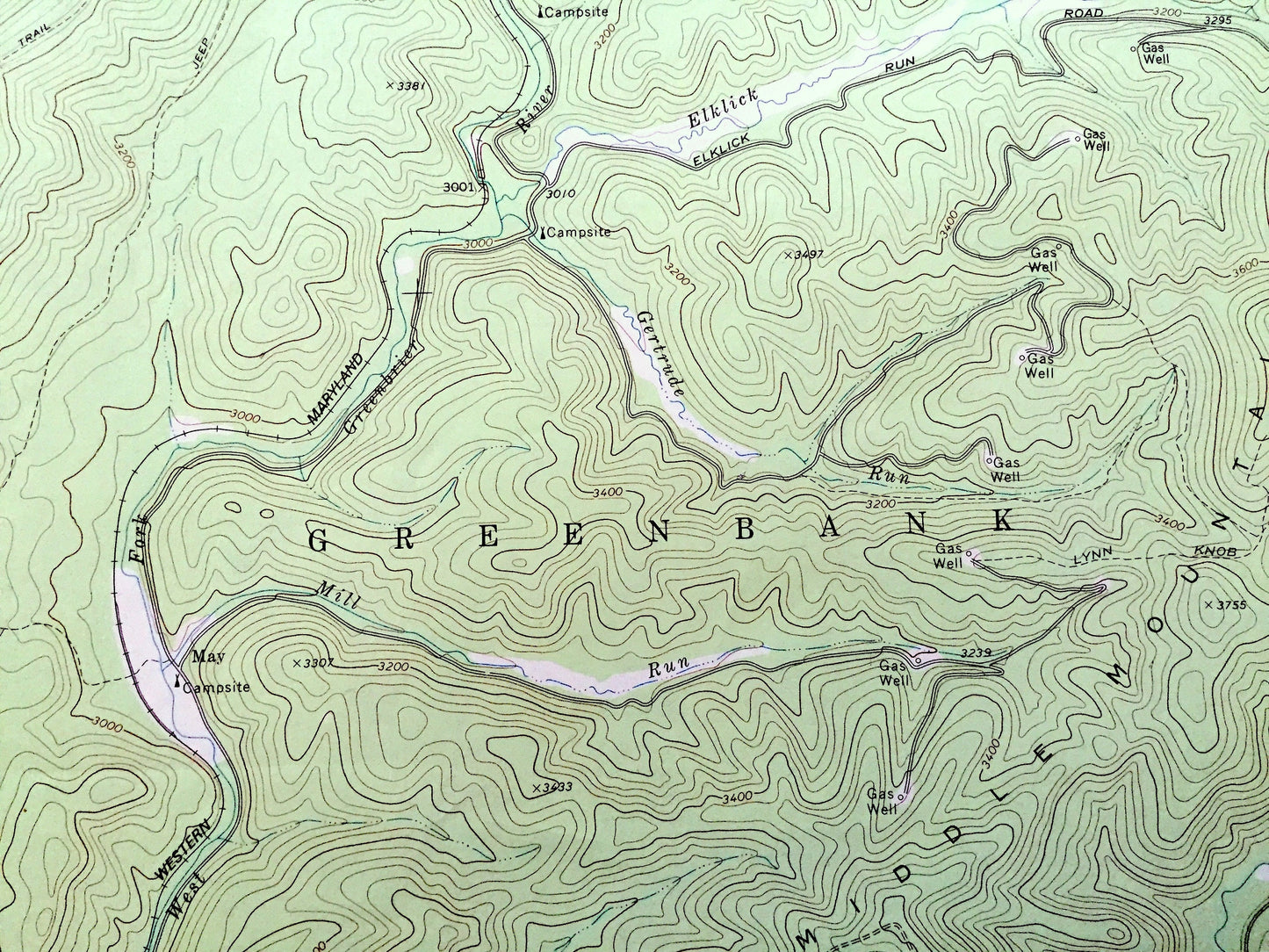 Antique Wildell, West Virginia 1977 US Geological Survey Topographic Map – Pocahontas County, Monongahela National Forest, Alley Bend WV