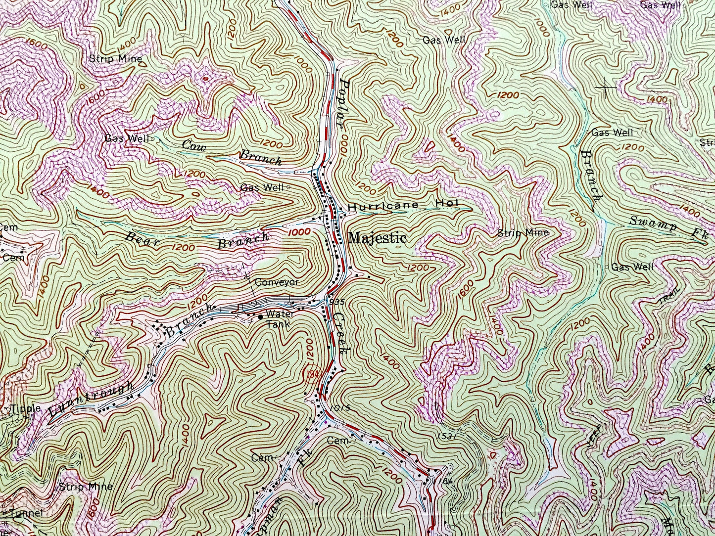 Antique Majestic, West Virginia 1964 US Geological Survey Topographic Map – Phelps, Stopover, Woodman, Lindsey, Mingo, Pike County, WV KY Va