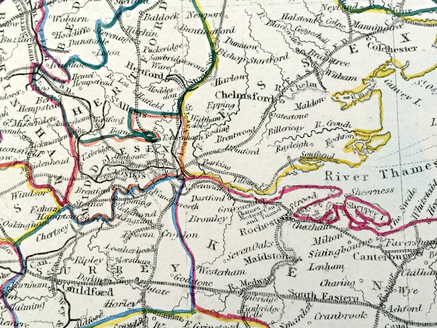 Antique 1844 England & Wales Map from SDUK Atlas – United Kingdom, Great Britain, British Isles, Scotland, London, Manchester, Liverpool, UK