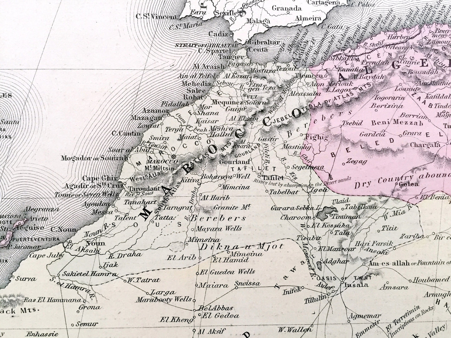 Antique 1855 West Africa Map by GW & CB Colton – Senegambien, Sudan, Nigeria, Ghana, Guinea, Gabon, Morocco, Algeria, Senegal, Liberia